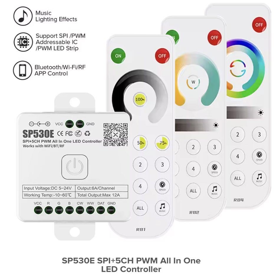 Ws2812B Strip 5V - Contrôleur LED tout-en-un SP530E 5CH PWM