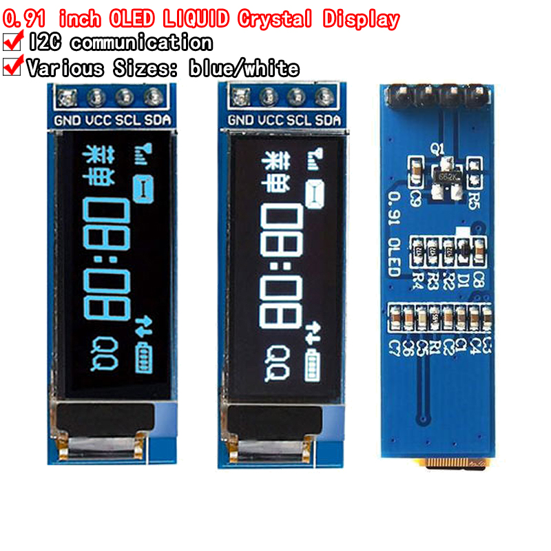 Ssd1306 - Module d'affichage OLED 0.91 pouces, blanc/bleu,