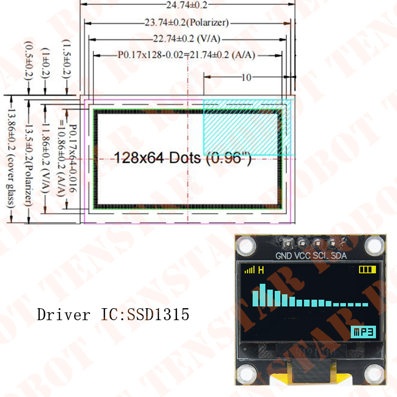 TENSTAR 0.96 pouces OLED SSD13 - Ssd1306 avis et prix