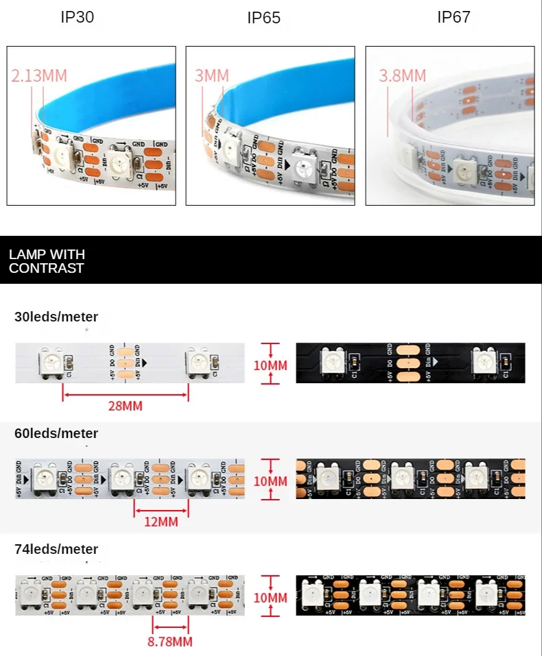 Bande lumineuse Led intelligen - Ws2812B Strip 5V avis et prix
